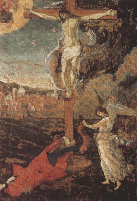 Sandro Botticelli Crucifixion with the Penitent Magdalene and an angel (mk36) France oil painting art